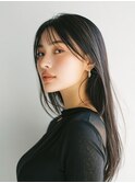 透け感ストレート＊センターパートロング/黒髪/小顔