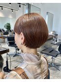 横浜西口伸ばしかけショートボブ透明感オレンジベージュブラウン