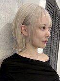 池袋ハイトーンカラー顔周りレイヤーボブブロンドケアブリーチ
