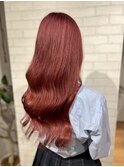 大人可愛いブリーチカラーピンクレッド