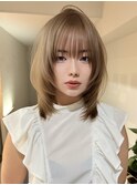 ミディアムレイヤーカットハッシュカットロングウルフカット前髪