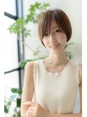 大人かわいい前髪セシルカットココアブラウンフリンジウェーブ