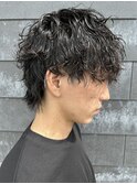 メンズマッシュウルフ波巻スパイラルパーマニュアンスパーマ
