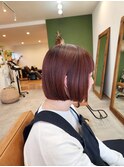 ボブ×暖色オレンジブラウン