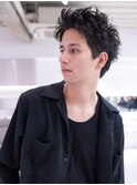 アッシュブラック/マッシュパーマ/刈り上げ/ツーブロック
