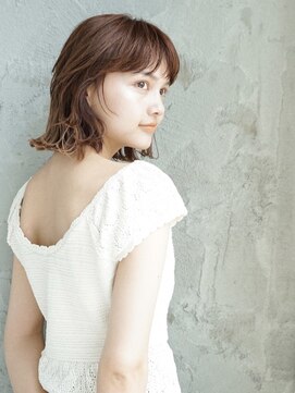 スリールヘアー 鹿児島天文館店(suri-ru hair) 斜めバング グレージュカラー デザインカラーシルキーベージュ