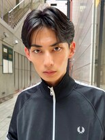 艶センターパートスパイキーショートブルーブラック韓国マッシュ