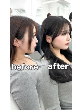 アマトウキョウ アユンチェ(AMA TOKYO×AYUNCHE) 前髪顔まわり韓国ヘアレイヤーカットサイドバンク2wayバンク韓国