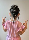 可愛いお呼ばれスタイル編みおろしラプンツェルヘア