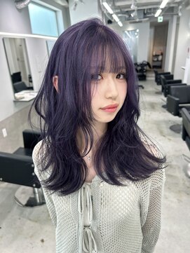 ロイオブジゼル(roi of GiseL) セミロング ハイトーン ラベンダー 韓国ヘア 顔周り 10代20代