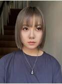 レイヤーボブくびれボブナチュラルボブヘーゼルベージュブラウン