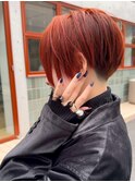 【SHARON】刈り上げショート×ビビットオレンジ