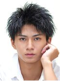 黒髪ツイストアップバング