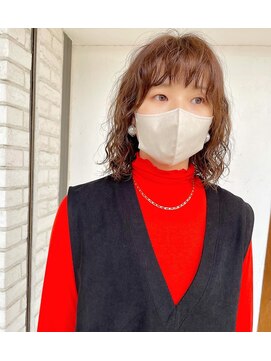 ロディーナ 大口 新子安(rodina) クルくしゃパーマ×肩ボブ/ミルクチョコレート/カール/ラフ/大人