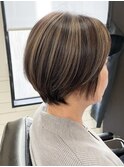 大人ショート/ハイライト/白髪ぼかし/ショートボブ