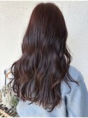 カシスレッド　ピンクブラウン ウェーブヘア 韓国風ヘア 艶髪