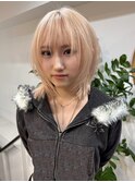 ハイトーンレイヤーボブミディアムレイヤーショートウルフボブ