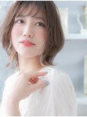 ★イヤリングカラーくすみベージュボブウルフ20代30代40代★1