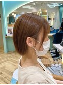 イメチェン外ハネボブ美髪ワイドバングミディアム縮毛矯正ボブ