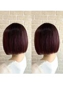 ボルドーレッドボブスタイル
