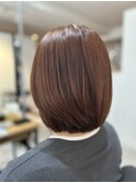 切りっぱなしボブ オレンジカラー