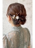 結婚式お呼ばれツインシニヨン／ヘアセット/ふわふわ/アレンジ