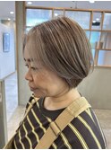 フェイスフレーミングっぽくハイライトカラー×白髪ぼかし