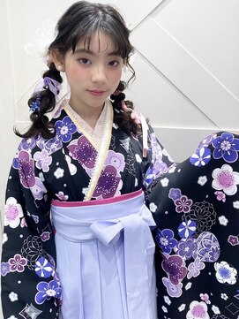 卒業式小学生六年生子供袴着付けヘアセットヘアアレンジaya