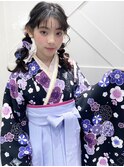 卒業式小学生六年生子供袴着付けヘアセットヘアアレンジaya