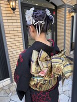 アース 高田馬場店(HAIR&MAKE EARTH)&nbsp;黒×金で魅せる。豪華絢爛な帯結びで後ろ姿まで美しく