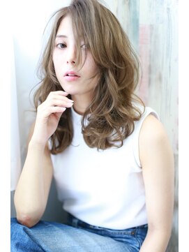 ハイル(KHAIR) 【KHAIR】かき上げバング×グレージュ×セミウエットロング