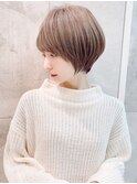 前髪厚めバングショートボブパーマ/20代/30代/40代/ハイライト