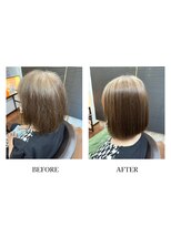ヘアーメイク クーラ 行橋店(Hair make CURA)&nbsp;【髪質改善でー5歳】30/40/50代切りっぱなしボブ白髪ぼかし
