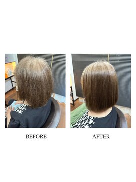 ヘアーメイク クーラ 行橋店(Hair make CURA) 【髪質改善でー5歳】30/40/50代切りっぱなしボブ白髪ぼかし