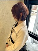 レイヤーショート×オレンジブラウン