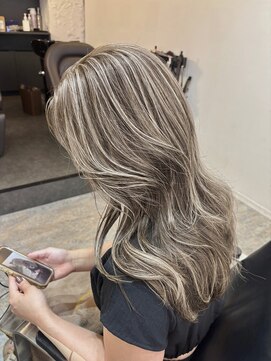 ブレンド 渋谷(BLend) ハイライトカラーくびれヘアアプリコットオレンジ