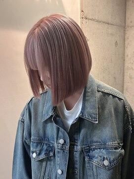 キャンバスアニュー 川崎(canvas anew.) ピンクベージュ ピンクカラー ボブ ケアブリーチ
