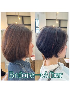 ヘアアンドアイラッシュ ココアンジェ くりえいと宗像店(Coco Ange) やわらかショートボブ