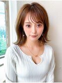 20代30代40代小顔外ハネミディアムひし形シルエットくびれミディ