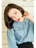モード系前下りボブヘア