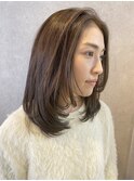ミディアムスタイル×アッシュブラウン