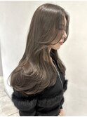 上品毛流れ韓国レイヤー×透明感オリーブグレージュ