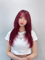 ラピス 渋谷本店(Lapis) チェリーレッド/ロングウルフ/レイヤーカット