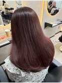 ハイライトカラーくびれヘアアプリコットオレンジ