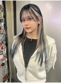 ネイビーブルーとホワイトの【欲張りルーツすそカラー】