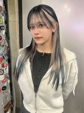 シリー(Silly) ネイビーブルーとホワイトの【欲張りルーツすそカラー】