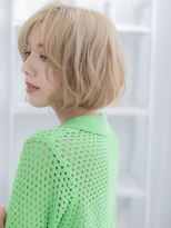 カバーヘア 上尾西口店(COVER HAIR)&nbsp;金髪ハイトーンカラー透け感前下がりレイヤーマッシュボブ20代c8