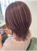 ハイライト#白髪ぼかし#ウルフレイヤー#ピンクカラー