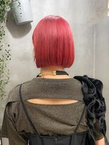 テトヘアー(teto hair)&nbsp;レッドカラー　オレンジカラー　暖色　ボブ　ミニボブ