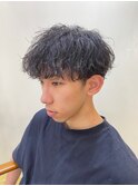 波巻きパーマ/ カルマパーマ/ベリーショート/アッシュブラック/